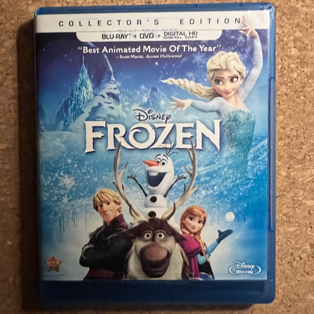 Disney Frozen Blu-ray DVD Kids One Size Blue Excellent Collectors Edition Movie
